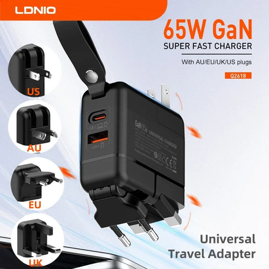 LDNIO 65W Fast Charger Type C Travel Adapter