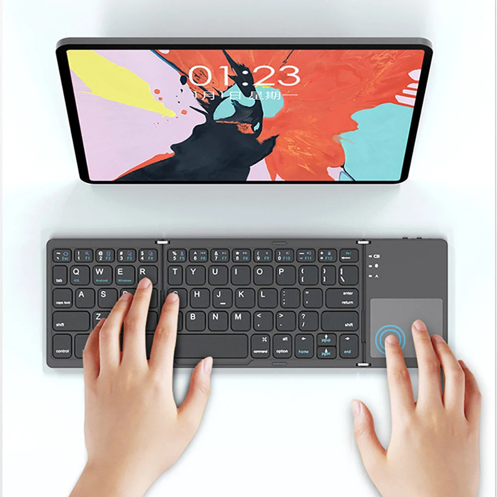 Tri-Folding Keyboard Touchpad  Bluetooth Mini  for  Win Android IOS