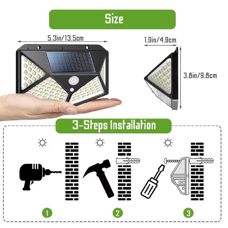 12 Pack Outdoor Solar Lights 100LED Wall Lamp