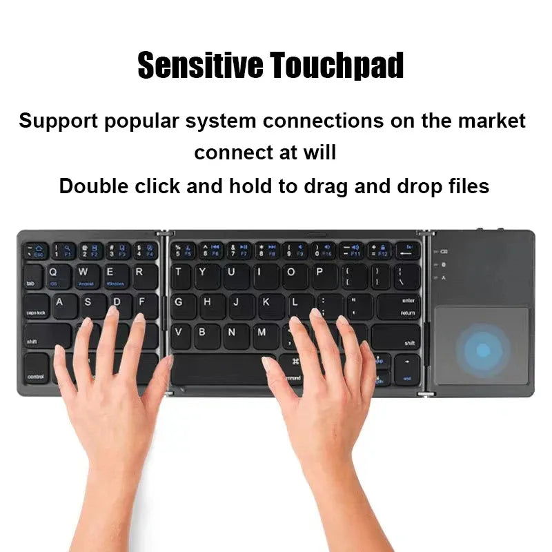 Tri-Folding Keyboard Touchpad  Bluetooth Mini  for  Win Android IOS