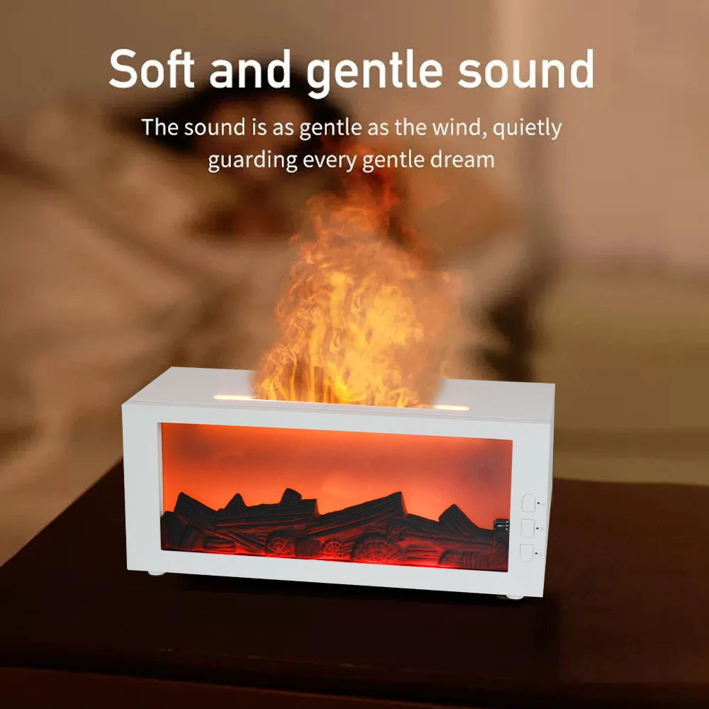 Fireplace Flame Diffuser  300ml, Remote Control, 7 Colors, Auto Shut-Off (3 Oils Included)
