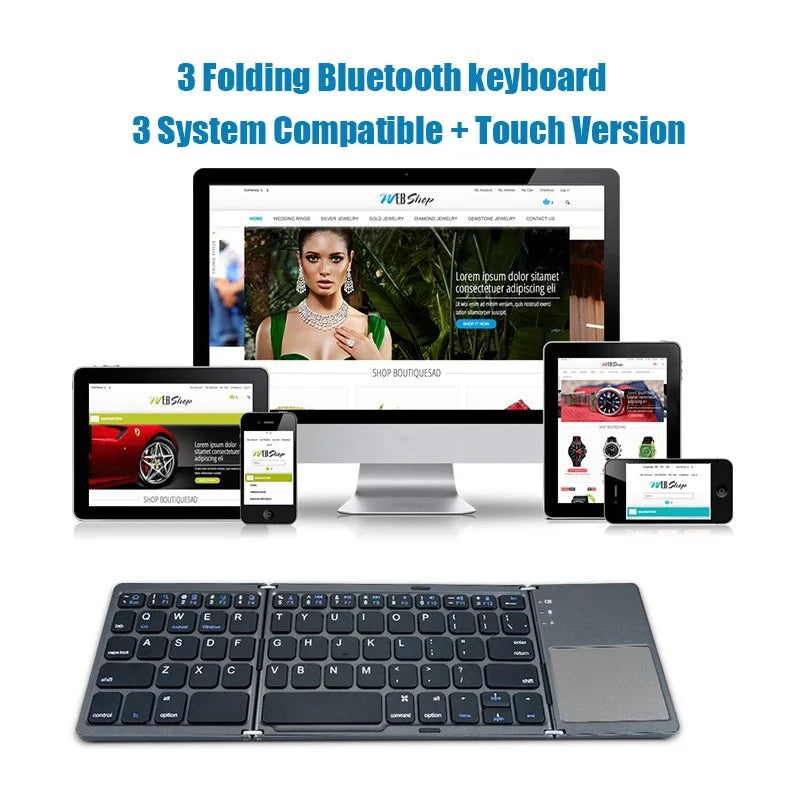 Tri-Folding Keyboard Touchpad  Bluetooth Mini  for  Win Android IOS