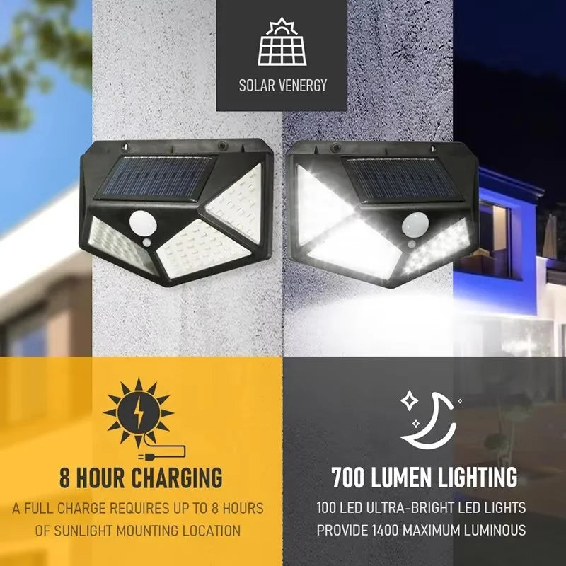 12 Pack Outdoor Solar Lights 100LED Wall Lamp