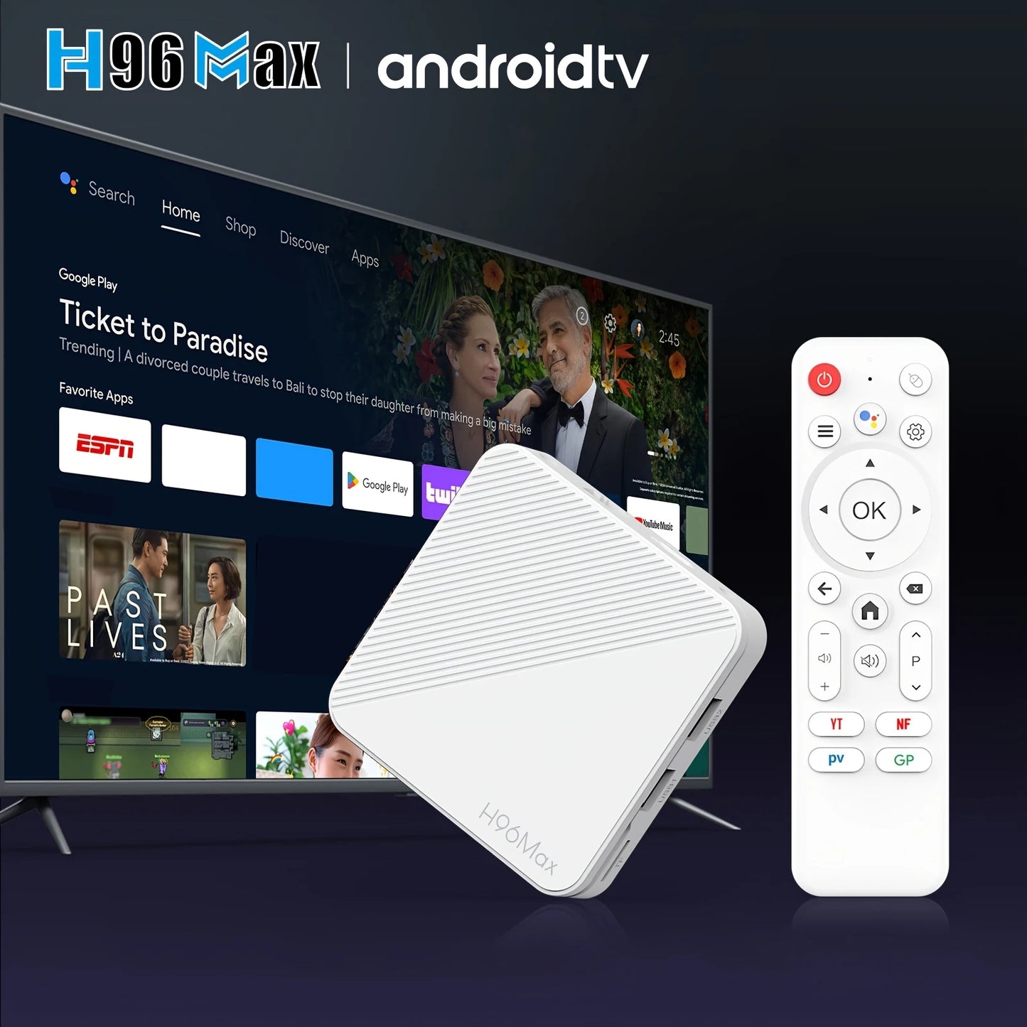 H96 MAX TV Box Android 14 TV Box 4K Wifi6 BT5.0 Google Voice Assistant