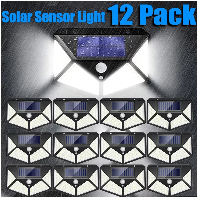 12 Pack Outdoor Solar Lights 100LED Wall Lamp