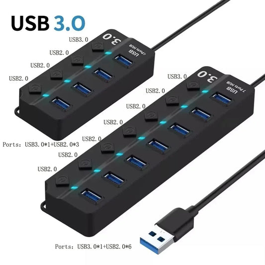 4/7-Port USB 3.0 Hub with LED